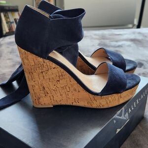 Alex+Alex wedge navy suede sandal 6.5